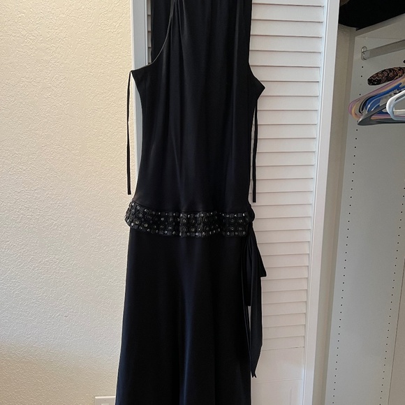 Anne Klein Black Silk drop waist cocktail dress - Picture 1 of 3